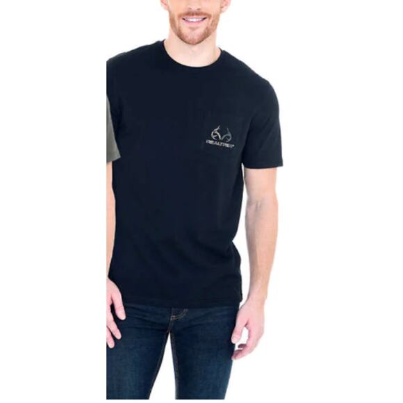 Realtree by Boston Traders Men’s Short Sleeve Tee T-Shirt Black Medium NWT - Picture 2 of 7